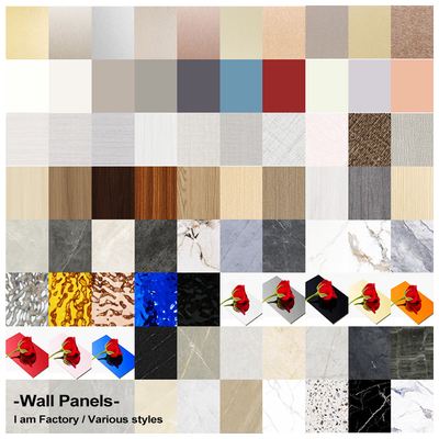 Kualitas High Density Minimalis Style Bambu Serat Kayu Veneer PET Panel dinding Marmer Pabrik