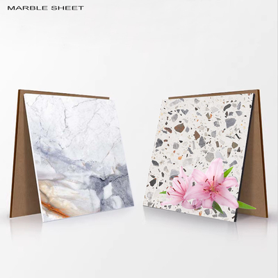 Kualitas Lingkungan Ramah Bambu Batubara Kayu Veneer Interior PET Panel dinding Marmer Pabrik