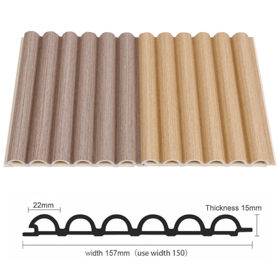 Kualitas Panel Dinding WPC Kayu Melengkung Tahan Lembab Ramah Lingkungan 15mm Pabrik