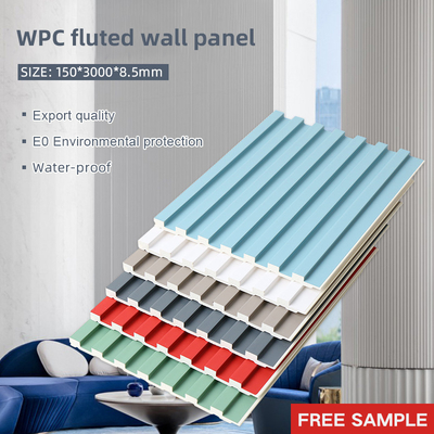 Kualitas 8.5mm Kayu Plastik Grille WPC Fluted Panel Dinding Tanpa Cat Waterproof Pabrik
