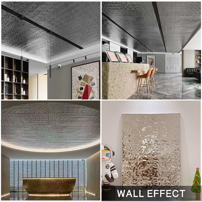 Kualitas Panel gelombang air berlapis PVC persegi Panel dinding serat bambu Pabrik