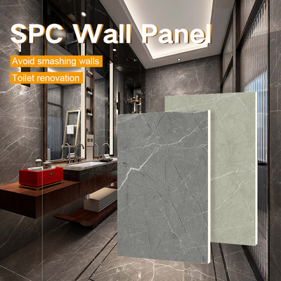 Kualitas Panel Dinding Komposit Plastik Batu SPC Untuk Kamar Mandi Dan Toilet Desain Ubin Palsu Panel Dinding Pabrik