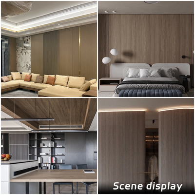 Kualitas Dekorasi Interior Padat Panel Dinding PVC dengan Veneer Kayu Butiran Kayu Lebar 1.22m Pabrik