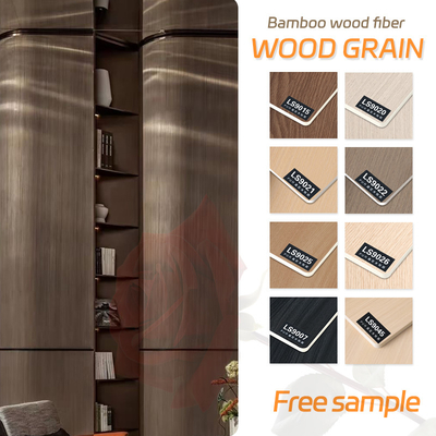 Kualitas Dekorasi Interior Padat Panel Dinding PVC dengan Veneer Kayu Butiran Kayu Lebar 1.22m Pabrik