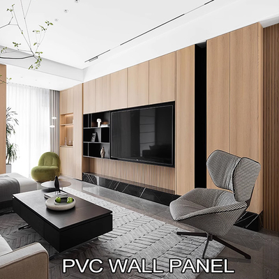 Kualitas 5mm Papan Dinding Kayu Biji PVC Fleksibel Panel Dinding Dekoratif Bambu Batubara Pabrik