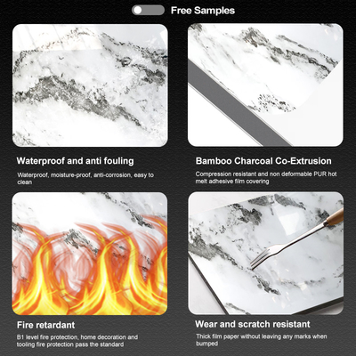 Kualitas Ruang tamu Waterproof dan Fireproof PVC Bambu Batubara Panel dinding Dengan bahan ramah lingkungan Pabrik