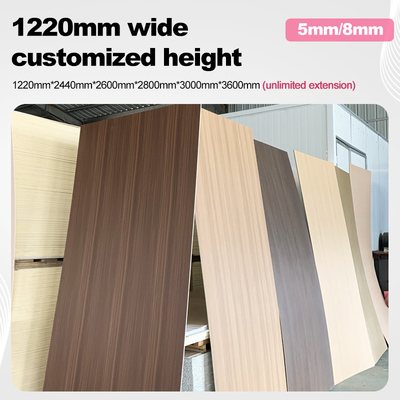 Kualitas Panel Dinding PVC 8mm Dekoratif Tahan Api Veneer Kayu Serat Bambu Papan Dinding Tanpa Sambungan Pabrik