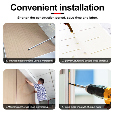 Kualitas Lingkungan Ramah Bambu Batubara Kayu Veneer Interior PET Panel dinding Marmer Pabrik