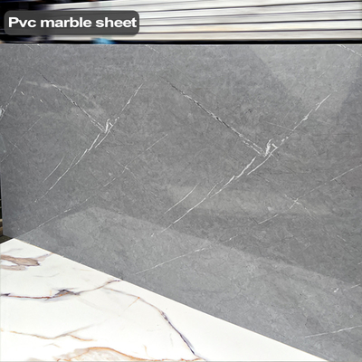Kualitas Lembaran Marmer PVC Mewah Modern Veneer Kayu Arang mboo Dekorasi Pabrik