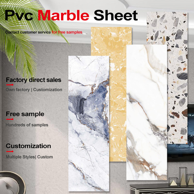Kualitas Lembaran Marmer PVC Mewah Modern Veneer Kayu Arang mboo Dekorasi Pabrik
