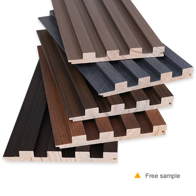 Kualitas Solid Wood Grille Grooved WPC Fluted Panel Eksterior OEM ODM Pabrik