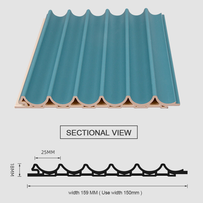 Kualitas Dekorasi 3D WPC Langit-langit Kayu Luar Ruang 15mm Round Grille Panel Pabrik