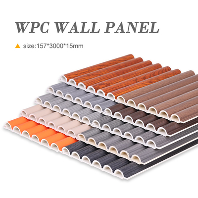 Kualitas Panel Dinding WPC Kayu Melengkung Tahan Lembab Ramah Lingkungan 15mm Pabrik