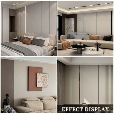 Kualitas Lebar 1,22m PVC Skin Feel Dekorasi Desain Interior Panel Isolasi Dinding Pabrik