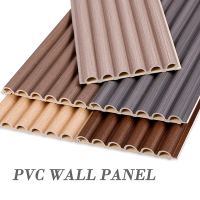 Kualitas 15mm Dekorasi Interior Panel dinding PVC Kayu Plastik Arc Board Pabrik