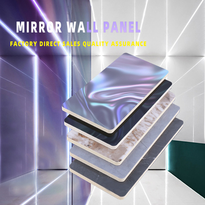 Kualitas Dekorasi Dinding Indoor PVC Mirror Bamboo Fiber Wall Board 2.44m 2.6m 2.8m Pabrik