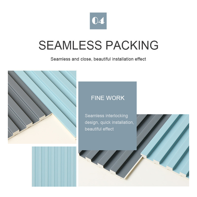 Kualitas 8.5mm Kayu Plastik Grille WPC Fluted Panel Dinding Tanpa Cat Waterproof Pabrik