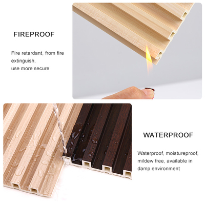 Kualitas Anti Korosi 3D Kayu Plastik Fluted Wall Panel Grille Pabrik