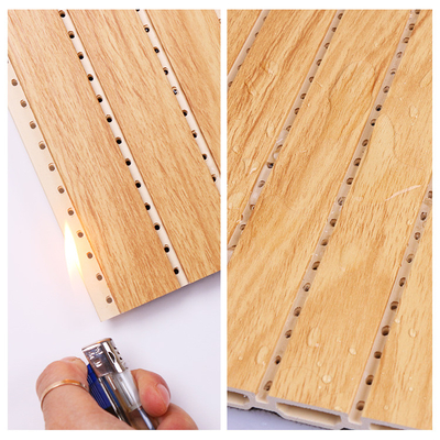 Kualitas Panel Dinding Kedap Suara WPC Tahan Api Dekoratif 1.22*3m 1.22*2.8m Pabrik