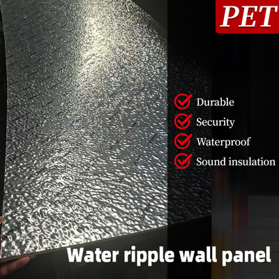 Kualitas PET 3D Water Ripple Wood Veneer 8mm Densitas Tinggi Bambu Batubara Panel Dinding Kayu Pabrik