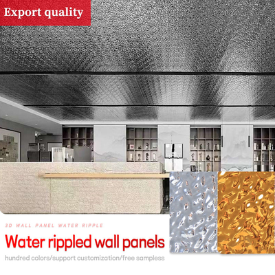 Kualitas Panel gelombang air berlapis PVC persegi Panel dinding serat bambu Pabrik