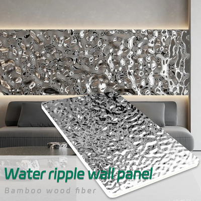 Kualitas Panel Dinding Dekorasi Interior 3D dengan Serat Kayu Bambu 8mm, Panel Bergelombang Air, Bebas Cat Pabrik