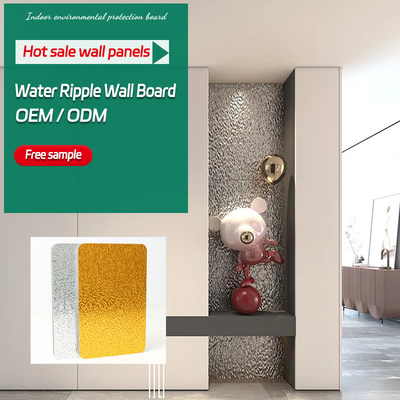 Kualitas Panel Dinding Dekorasi Interior 3D dengan Serat Kayu Bambu 8mm, Panel Bergelombang Air, Bebas Cat Pabrik