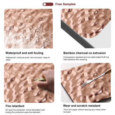 Kualitas Panel dinding dekoratif tahan air Pola gelombang air Bambu Batubara Panel veneer kayu Pabrik
