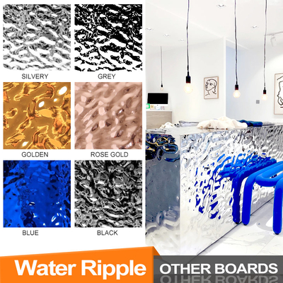 Kualitas PVC PET Water Ripple Panel Bambu Serat Batubara 3D Wall Panel veneer kayu Pabrik